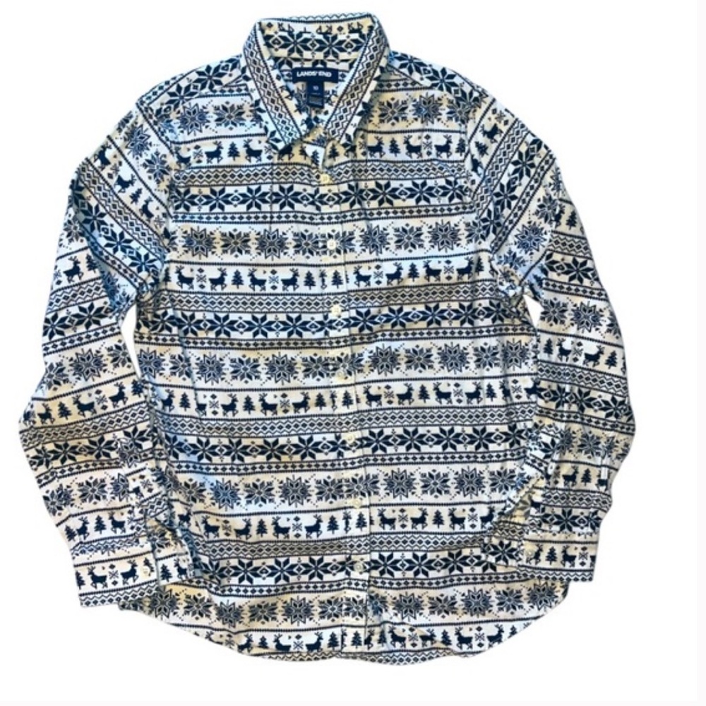 Lands' End Snowflake Pattern Shirt